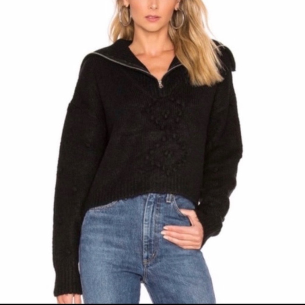 Wildfox Black Quarter Zip Sceptor Sweater